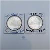 Image 1 : 1965 Small & Large Beads Canadian Silver Dollars 80% Silver