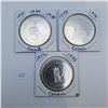 Image 1 : Three Canadian Silver Dollars 23.3g 50% Silver Each