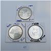 Image 1 : Three Canadian Silver Dollars 23.3g 50% Silver Each