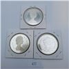 Image 2 : Three Canadian Silver Dollars 23.3g 50% Silver Each
