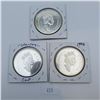Image 2 : Three Canadian Silver Proof Dollars 25.175g 92.5% Silver Each