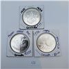 Image 1 : Three Canadian Silver Proof Dollars 25.175g 92.5% Silver Each