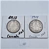 Image 1 : 1913, 1914 50 Cent Canadian Sterling Silver Coins