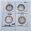 Image 1 : 1916, 1917, 1918, 1919 50 Cent Canadian Sterling Silver Coins