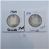 Image 1 : 1929, 1931 50 Cent Canadian 80%Silver Coins