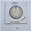 Image 1 : 1934 50 Cent Canadian 80% Silver Coin