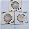 Image 1 : 1940, 1941, 1942 50 Cent Canadian 80% Silver Coins