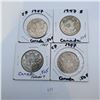 Image 1 : Four 1947 50 Cent Canadian 80% Silver Coins