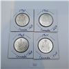 Image 1 : 1961, 1962, 1963, 1964 50 Cent Canadian 80% Silver Coins