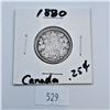 Image 1 : 1880H Canadian 25 Cent Sterling Silver Coin