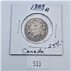 Image 1 : 1883H Canadian 25 Cent Sterling Silver Coin