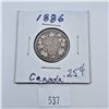 Image 1 : 1886 Canadian 25 Cent Sterling Silver Coin