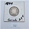 Image 1 : 1894 Canadian 25 Cent Sterling Silver Coin