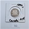 Image 1 : 1890H Canadian 25 Cent Sterling Silver Coin