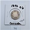 Image 1 : 1892 Canadian 25 Cent Sterling Silver Coin