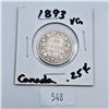 Image 1 : 1893 Canadian 25 Cent Sterling Silver Coin