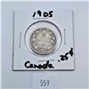 Image 1 : 1905 Canadian 25 Cent Sterling Silver Coin