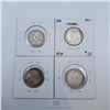 Image 2 : 1916, 1917, 1918, 1919 Canadian 25 Cent Sterling Silver Coins