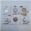 Image 1 : 1930, 1931, 1932 Canadian 25 Cent 80% Silver Coins