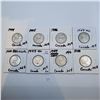 Image 1 : Eight Canadian 25 Cent 80% Silver Coins