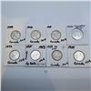 Image 1 : Eight Canadian 25 Cent 80% Silver Coins