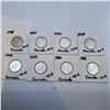 Image 1 : Eight Canadian 25 Cent 80% Silver Coins