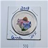 Image 1 : RCM 2013 25-Cent Coloured Coin - Purple Coneflower and Eastern-Tailed Blue Butterfly