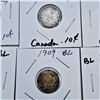 Image 3 : Six 1909 Canadian 10 Cent Sterling Silver Coins