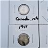 Image 2 : 1910, 1911, 1912 Canadian 10 Cent Sterling Silver Coins