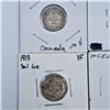 Image 2 : 1912, 1913, 1915 Canadian 10 Cent Sterling Silver Coins