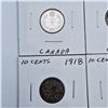 Image 2 : 1916, 1917, 1918, 1919 Canadian 10 Cent Sterling Silver Coins