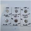 Image 1 : 1880H, 1881H, 1882H Canadian 5 Cent Sterling Silver Coins