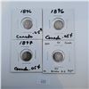 Image 1 : 1896, 1897 Canadian 5 Cent Sterling Silver Coins