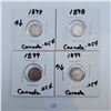 Image 1 : 1897, 1898, 1899 Canadian 5 Cent Sterling Silver Coins