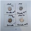 Image 1 : 1900, 1901, 1902H Canadian 5 Cent Sterling Silver Coins
