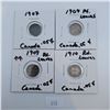 Image 1 : 1907, 1909, 1910 Canadian 5 Cent Sterling Silver Coins