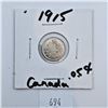 Image 1 : 1915 Canadian 5 Cent Sterling Silver Coins