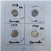 Image 1 : 1918, 1919, 1920 Canadian 5 Cent Sterling, 80% Silver Coins