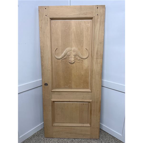 Wood Door w/ Carved Buffalo
