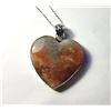 Image 1 : 30)  NATURAL HEART SHAPED JASPER PENDANT WITH AN