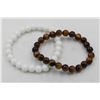 Image 1 : #148-NATURAL TIGER EYE & WHITE TURWUOISE BRACELET