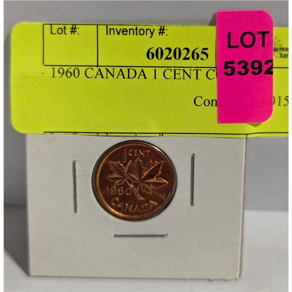 1960 CANADA 1 CENT COIN, BU