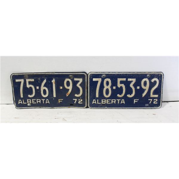 1972 ALBERTA LICENSE PLATES SET OF 2