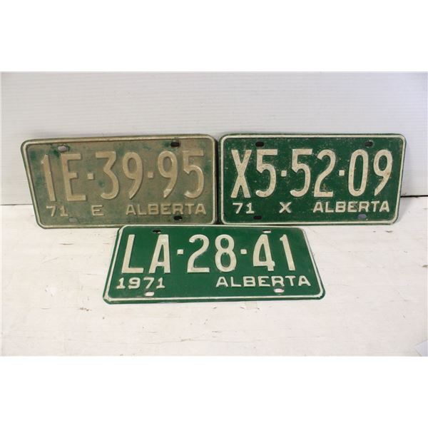 1971 ALBERTA LICENSE PLATES SET OF 3