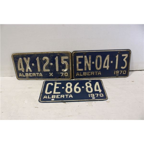 1970 ALBERTA LICENSE PLATES SET OF 3