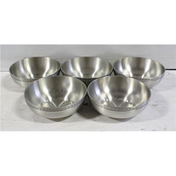 5 PEWTER SERVING BOWLS