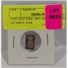 Image 1 : VINTAGE FINE .999+ SILVER 1 GRAM OLYMPIC BAR