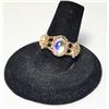 Image 1 : 17)  SIZE 7.25 ROSE GOLD COLORED RAINBOW CRYSTAL S