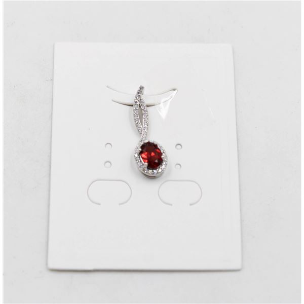 #106-UNHEATED  RED GARNET  & CZ GEMSTONE PENDANT