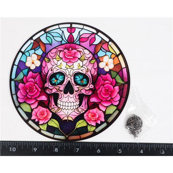 NEW 6" SUGAR SKULL THEME HANGING WINDOW LIGHT
